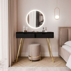 Canora Grey Novi Dressing Table with Mirror Black/Gold 80cm H X 103cm W X 49cm D Canora Grey Novi Dressing Table with Mirror Black/Gold 80cm H X 103cm W X 49cm D