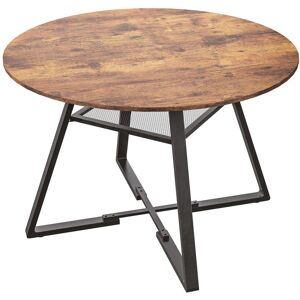 Borough Wharf 120Cm Round Dining Table With Storage Shelf, Industrial Kitchen Table For 4-6 People, Rustic Brown & Black Brown Wood Borough Wharf 120Cm Round Dining Table With Storage Shelf, Industrial Kitchen Table For 4-6 People, Rustic Brown & Black Brown Wood