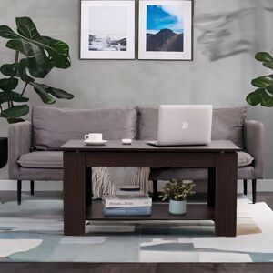 Borough Wharf Barrymore Lift Top Coffee Table with Storage Hidden Compartments and Shelf Living Room Furniture Walnut 49cm H X 96.5cm W X 47cm D Borough Wharf Barrymore Lift Top Coffee Table with Storage Hidden Compartments and Shelf Living Room Furniture Walnut 49cm H X 96.5cm W X 47cm D