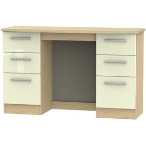 17 Stories Fully Assembled Yvette Dressing Table Oak/Cream 79.5cm H X 127.5cm W X 41.5cm D 17 Stories Fully Assembled Yvette Dressing Table Oak/Cream 79.5cm H X 127.5cm W X 41.5cm D