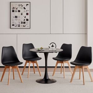 George Oliver Modern Dining Table - Tulipround Table - Black - For Kitchen/Living Room - 80X74 Cm (W X H) Black George Oliver Modern Dining Table - Tulipround Table - Black - For Kitchen/Living Room - 80X74 Cm (W X H) Black