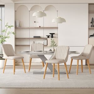 Canora Grey 48.5cm H Upholstered Dining Chairs With Wooden Legs Linen Beige 81cm H X 49.5cm W X 62cm D Canora Grey 48.5cm H Upholstered Dining Chairs With Wooden Legs Linen Beige 81cm H X 49.5cm W X 62cm D