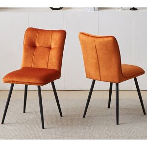 Fairmont Park Aggelos Velvet Upholstered Dining Chairs Orange 86.5cm H X 45cm W X 60cm D Fairmont Park Aggelos Velvet Upholstered Dining Chairs Orange 86.5cm H X 45cm W X 60cm D