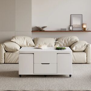 Ebern Designs Mikayil Coffee Table White 64.50" H x 100" L x 50" W Ebern Designs Mikayil Coffee Table White 64.50" H x 100" L x 50" W