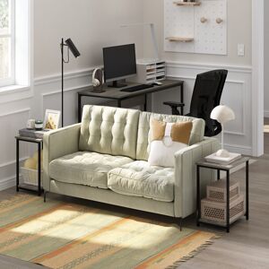 Rio Adalid 2 Piece Industrial Metal Frame End Table Set Oak 50cm H X 38.6cm W Rio Adalid 2 Piece Industrial Metal Frame End Table Set Oak 50cm H X 38.6cm W