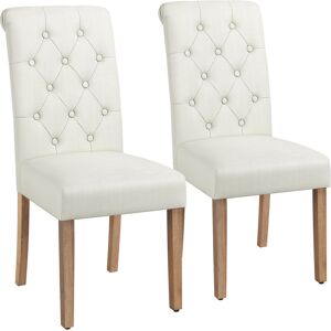 Yaheetech Padded Classic High Back Upholstered Dining Chairs With Solid Wood Legs Beige 98.5cm H X 45.5cm W X 62cm D Yaheetech Padded Classic High Back Upholstered Dining Chairs With Solid Wood Legs Beige 98.5cm H X 45.5cm W X 62cm D