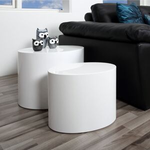 Metro Mice Oval Coffee Table in White Set of 2 White Metro Mice Oval Coffee Table in White Set of 2 White