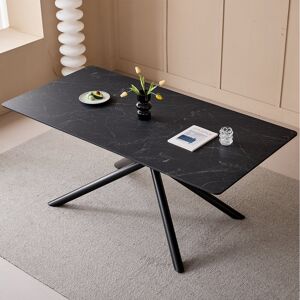 Fjørde & Co Modern Dining Table - Rectangular Table - Dining Table - For 6~8 People - 180 X 76.5 Cm (W X H) Black Fjørde & Co Modern Dining Table - Rectangular Table - Dining Table - For 6~8 People - 180 X 76.5 Cm (W X H) Black