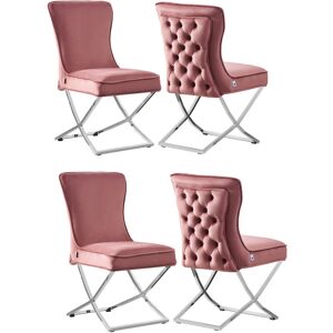 Fairmont Park Yvelines Modern Velvet Dining Chairs - Ergonomic Velvet Upholstered Back with Golden Stainless Steel Frame - Side Chair for Kitchen Living Room Dining Dark Pink 95cm H X 51cm W X 70cm D Fairmont Park Yvelines Modern Velvet Dining Chairs - Ergonomic Velvet Upholstered Back with Golden Stainless Steel Frame - Side Chair for Kitchen Living Room Dining Dark Pink 95cm H X 51cm W X 70cm D