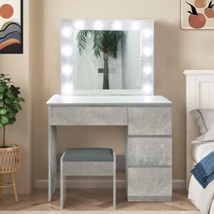 Wade Logan Hornick Dressing Table Set with Mirror Grey 140cm H X 94cm W X 42cm D Wade Logan Hornick Dressing Table Set with Mirror Grey 140cm H X 94cm W X 42cm D