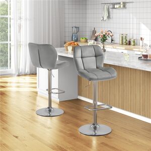 Yaheetech Swivel Upholstered Adjustable Height Counter Stool with Metal Frame Light Gray 44cm W X 50.5cm D Yaheetech Swivel Upholstered Adjustable Height Counter Stool with Metal Frame Light Gray 44cm W X 50.5cm D