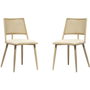Ivy Bronx 2 Charlanda Dining Chairs Beige/Oak 79cm H X 47.5cm W X 46cm D Ivy Bronx 2 Charlanda Dining Chairs Beige/Oak 79cm H X 47.5cm W X 46cm D