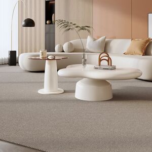 Metro Guyii Cream White Coffee Table Set of 2 - Small Side End Tables with Tempered Glass Tops White Metro Guyii Cream White Coffee Table Set of 2 - Small Side End Tables with Tempered Glass Tops White