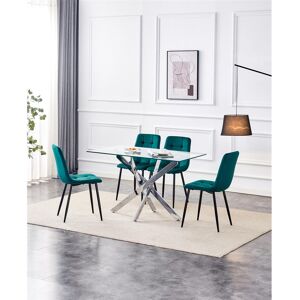 Fairmont Park Dining Table and 4 Chairs Rectangle Table 4 Velvet Chairs Dining Set Green 4 Fairmont Park Dining Table and 4 Chairs Rectangle Table 4 Velvet Chairs Dining Set Green 4