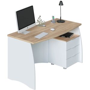 Brayden Studio Auralis White And Oak Effect Large Office Desk With 3 Drawers Spacious Home Study Table For Computer Or Laptop 74cm H X 136cm W X 67cm D Brayden Studio Auralis White And Oak Effect Large Office Desk With 3 Drawers Spacious Home Study Table For Computer Or Laptop 74cm H X 136cm W X 67cm D