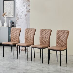 Latitude Run Lelanie Modern Upholstered Faux Leather Armless Dining Chairs Yellowish-brown 92cm H;92cm H Latitude Run Lelanie Modern Upholstered Faux Leather Armless Dining Chairs Yellowish-brown 92cm H;92cm H