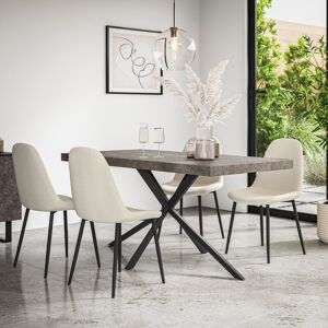 George Oliver Mauch Dining Table And Chairs - Table Top w Legs + Mauch Boucle Dining Chair Set Of 6 Grey/Black/Ivory 6 George Oliver Mauch Dining Table And Chairs - Table Top w Legs + Mauch Boucle Dining Chair Set Of 6 Grey/Black/Ivory 6
