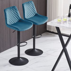 Canora Grey Apoch Velvet Height Adjustable Bar Stool Teal 48cm W X 53.5cm D Canora Grey Apoch Velvet Height Adjustable Bar Stool Teal 48cm W X 53.5cm D
