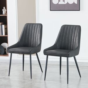 George Oliver Perfas Modern Faux Leather Armless Upholstered Dining Chairs Dark Grey 89cm H X 50cm W X 58cm D George Oliver Perfas Modern Faux Leather Armless Upholstered Dining Chairs Dark Grey 89cm H X 50cm W X 58cm D