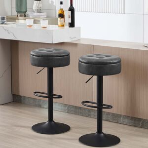George Oliver Set Of 2 Bar Stools With Storage Space, Stool Height Adjustable 360° Rotatable, Swivel Stool For Kitchen Island, Dining Room, Bar, Kitchen Counter, Fa Anthracite 39cm W X 39cm D George Oliver Set Of 2 Bar Stools With Storage Space, Stool Height Adjustable 360° Rotatable, Swivel Stool For Kitchen Island, Dining Room, Bar, Kitchen Counter, Fa Anthracite 39cm W X 39cm D