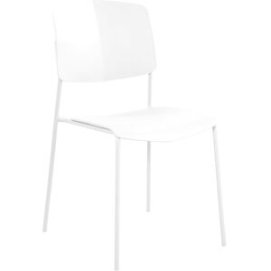 Norden Home Pair of Aspen Academy Kitchen Chairs, Plastic Seat with Metal Legs White 83.5cm H X 45.5cm W X 49.5cm D Norden Home Pair of Aspen Academy Kitchen Chairs, Plastic Seat with Metal Legs White 83.5cm H X 45.5cm W X 49.5cm D