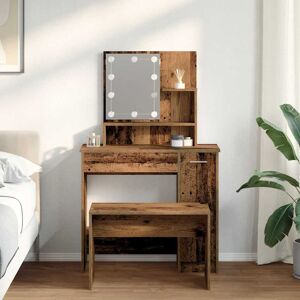 Latitude Run Italya Dressing Table with Mirror Old Wood 136cm H X 86.5cm W X 35cm D Latitude Run Italya Dressing Table with Mirror Old Wood 136cm H X 86.5cm W X 35cm D