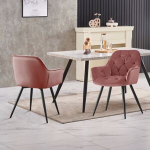 Fairmont Park Modern Velvet Upholstered Dining Chair With Arm Rose 83cm H X 57cm W X 61cm D Fairmont Park Modern Velvet Upholstered Dining Chair With Arm Rose 83cm H X 57cm W X 61cm D