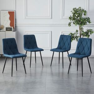 Corrigan Studio 4 Pieces Upholstered Side Chair High Back Dining Chair With Metal Legs Blue 88cm H X 39cm W X 43cm D Corrigan Studio 4 Pieces Upholstered Side Chair High Back Dining Chair With Metal Legs Blue 88cm H X 39cm W X 43cm D