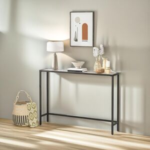 Fairmont Park Sirine 100 Console Table With Tempered Glass Top Black 80cm H X 100cm W X 22cm D Fairmont Park Sirine 100 Console Table With Tempered Glass Top Black 80cm H X 100cm W X 22cm D