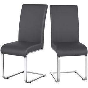Yaheetech Faux Leather Dining Chairs with Chrome Legs High Back Kitchen Chairs Grey 103cm H X 41.5cm W X 55cm D Yaheetech Faux Leather Dining Chairs with Chrome Legs High Back Kitchen Chairs Grey 103cm H X 41.5cm W X 55cm D