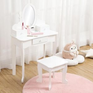 Fairmont Park Kids Vanity Set with Mirror & Drawers, Princess Makeup Dressing Table and Stool Playset for Girls Ages 4-9, Wooden Pretend Play Set for Creative Dress White 97cm H X 59cm W X 29cm D Fairmont Park Kids Vanity Set with Mirror & Drawers, Princess Makeup Dressing Table and Stool Playset for Girls Ages 4-9, Wooden Pretend Play Set for Creative Dress White 97cm H X 59cm W X 29cm D