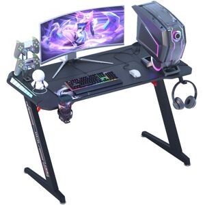 Inbox Zero 140cm Z-shaped Computer Gaming Desk Laptop Pc Table W/ Rgb Led Lights Home Office Workstation Black 78cm H X 140cm W X 60cm D Inbox Zero 140cm Z-shaped Computer Gaming Desk Laptop Pc Table W/ Rgb Led Lights Home Office Workstation Black 78cm H X 140cm W X 60cm D