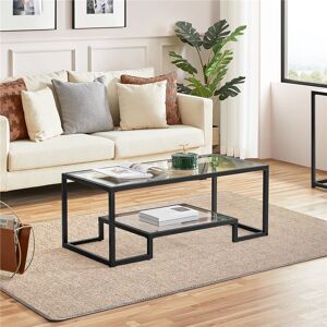Yaheetech Frame Coffee Table with Storage Black 45cm H X 106cm W X 50cm D Yaheetech Frame Coffee Table with Storage Black 45cm H X 106cm W X 50cm D