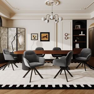 Corrigan Studio 48.5cm H Swivel Upholstered Dining Chairs- Ergonomic Back Dark Grey Velvet 83cm H X 62cm W X 52.5cm D Corrigan Studio 48.5cm H Swivel Upholstered Dining Chairs- Ergonomic Back Dark Grey Velvet 83cm H X 62cm W X 52.5cm D