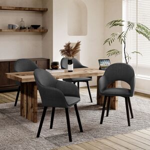 Canora Grey 49.5cm H Luxury Fabric Upholstered Dining Chair with Wooden Legs Linen Black 85cm H X 58cm W X 61cm D Canora Grey 49.5cm H Luxury Fabric Upholstered Dining Chair with Wooden Legs Linen Black 85cm H X 58cm W X 61cm D