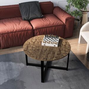Metro Round Coffee Table With Metal Legs Modern Living Room Home Furniture Dark Wood 47cm H X 88cm W X 88cm D Metro Round Coffee Table With Metal Legs Modern Living Room Home Furniture Dark Wood 47cm H X 88cm W X 88cm D