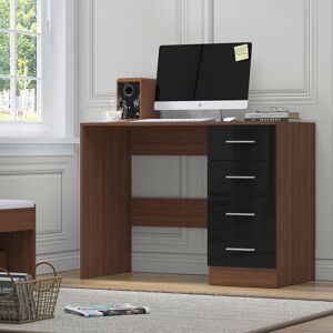 Zipcode Design Eva High Gloss 4 Drrawer Dressing Table - H: 72cm x D: 39.5cm x W: 99cm Walnut/Gloss Black 72cm H X 99cm W X 39.5cm D Zipcode Design Eva High Gloss 4 Drrawer Dressing Table - H: 72cm x D: 39.5cm x W: 99cm Walnut/Gloss Black 72cm H X 99cm W X 39.5cm D