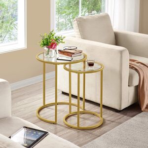 Brayden Studio Akshara 2 Piece Side Table Set Gold Brayden Studio Akshara 2 Piece Side Table Set Gold