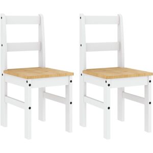 Marlow Home Co. Dining Chairs 2 Pcs Panama 40X46x90 Cm Solid Wood Pine White/Brown 90cm H X 40cm W X 46cm D Marlow Home Co. Dining Chairs 2 Pcs Panama 40X46x90 Cm Solid Wood Pine White/Brown 90cm H X 40cm W X 46cm D
