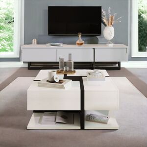 Brayden Studio Benthall Floor Shelf Coffee Table with Storage White 36cm H X 78cm W X 78cm D Brayden Studio Benthall Floor Shelf Coffee Table with Storage White 36cm H X 78cm W X 78cm D