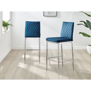 Fairmont Park Milton Luxury Breakfast Bar Stool in Quilted Design Velvet Silver Leg - Modern Chic Kitchen Navy 97cm H X 40cm W X 50cm D Fairmont Park Milton Luxury Breakfast Bar Stool in Quilted Design Velvet Silver Leg - Modern Chic Kitchen Navy 97cm H X 40cm W X 50cm D