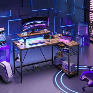 Borough Wharf Thielsen 48" L Shaped Computer Desk with Power Outlet, LED Gaming or Work Desk with Monitor Stand Rustic Brown 122cm W X 80cm D Borough Wharf Thielsen 48" L Shaped Computer Desk with Power Outlet, LED Gaming or Work Desk with Monitor Stand Rustic Brown 122cm W X 80cm D