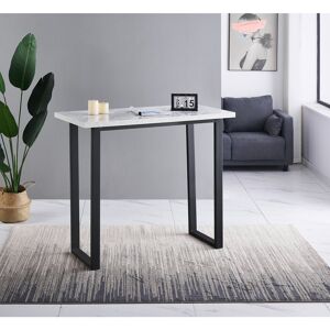 17 Stories Onzell Modern 120CM Dining Table Rectangular Steel Trestle Bar Table White 17 Stories Onzell Modern 120CM Dining Table Rectangular Steel Trestle Bar Table White