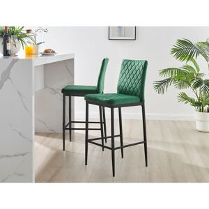 Fairmont Park Kenesaw Luxury Breakfast Bar Stool in Quilted Design Velvet Black Leg - Modern Chic Kitchen Green 97cm H X 40cm W X 50cm D Fairmont Park Kenesaw Luxury Breakfast Bar Stool in Quilted Design Velvet Black Leg - Modern Chic Kitchen Green 97cm H X 40cm W X 50cm D