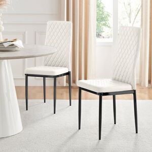 Canora Grey Eubanks Faux Leather Modern Tall Back Dining Chairs with Metal Legs & Diamond Stitching White/Black 96cm H X 39cm W X 51cm D Canora Grey Eubanks Faux Leather Modern Tall Back Dining Chairs with Metal Legs & Diamond Stitching White/Black 96cm H X 39cm W X 51cm D
