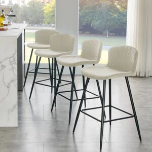 Corrigan Studio Modern Velvet Bar Stool Upholstered 62cm with Metal Legs Beige 90cm H X 48cm W X 49cm D Corrigan Studio Modern Velvet Bar Stool Upholstered 62cm with Metal Legs Beige 90cm H X 48cm W X 49cm D