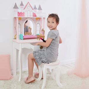 Teamson Kids Dreamland Castle Kids Vanity Table & Stool, White & Pink 116.8cm H X 59.56cm W X 28.6cm D Teamson Kids Dreamland Castle Kids Vanity Table & Stool, White & Pink 116.8cm H X 59.56cm W X 28.6cm D