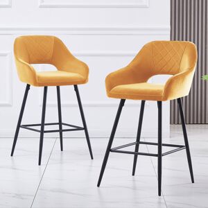 Canora Grey Sunni 67cm Velvet Upholstered Arm Bar Stool Yellow 97cm H X 50cm W X 48cm D Canora Grey Sunni 67cm Velvet Upholstered Arm Bar Stool Yellow 97cm H X 50cm W X 48cm D