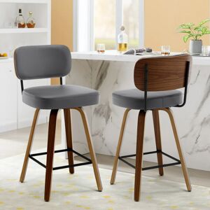 Corrigan Studio 65cm Swivel Bar Stools & Counter Stools Walnut Bentwood & Faux Leather Grey 93.5cm H X 45cm W X 49.5cm D Corrigan Studio 65cm Swivel Bar Stools & Counter Stools Walnut Bentwood & Faux Leather Grey 93.5cm H X 45cm W X 49.5cm D