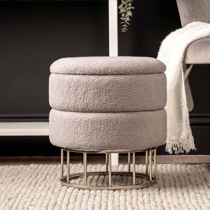 Fairmont Park Adelane Velvet Boucle Storage Stool for Bedroom Furniture, Modern Round Storage Accent Stool Silver/Grey 42cm H X 38cm W X 38cm D Fairmont Park Adelane Velvet Boucle Storage Stool for Bedroom Furniture, Modern Round Storage Accent Stool Silver/Grey 42cm H X 38cm W X 38cm D